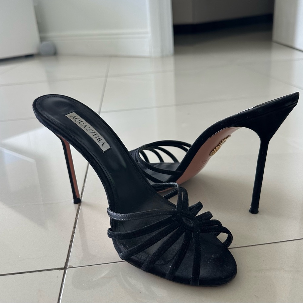 Aquazzura FLOW 105MM MULES IN BLACK - Picture 3 of 8